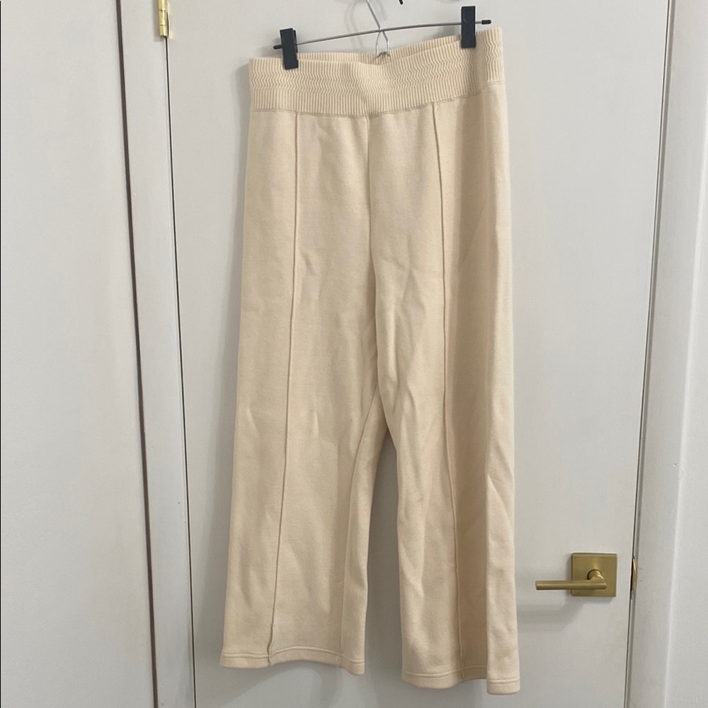 Carlisle Cream Wide-Leg Knit Pants